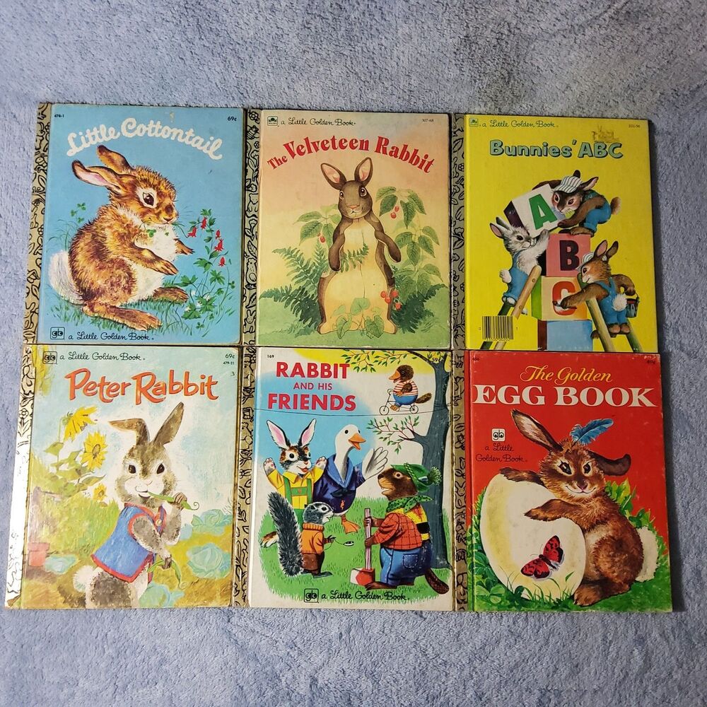 Lot of 6 Little Golden Books Bunny & Rabbit Stories Peter Rabbit Cottontail ABC